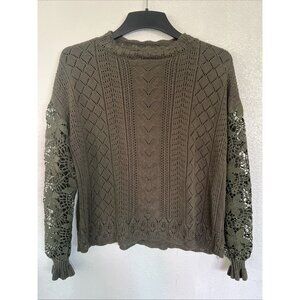 Jollycode Women Long Sleeve Cable‎ Knit Size Large  Floral Sleeves
